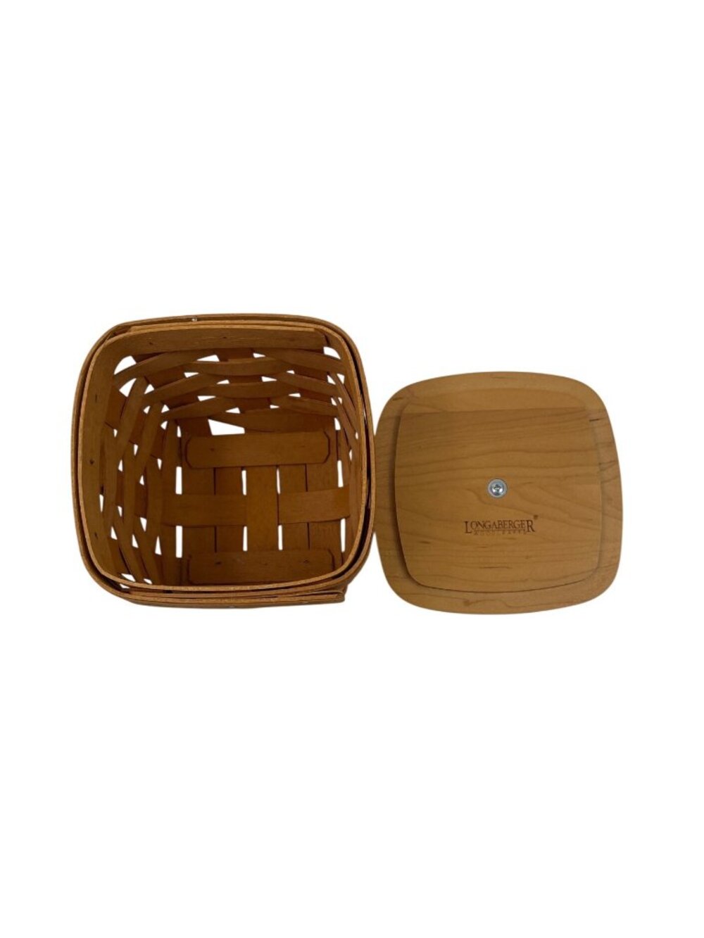 Longaberger Small 2001 Basket With Wood Lid 5" - Picture 7 of 13